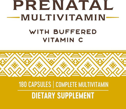 Nature's Way Prenatal Multivitamin, with Folate for Healthy Brain and Spinal Development*, Buffered Vitamin C, B-Vitamins, 180 Capsules (Packaging May Vary)