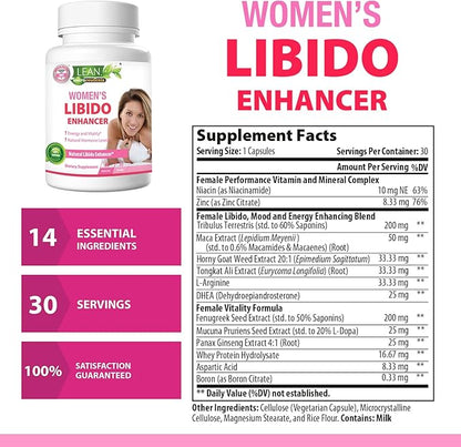 Libido Booster for Women, Maca Root Fenugreek Seed Horny Goat Weed Tongkat Ali Female Energy Enhancer, Hormone Harmony Balance Mood Support Menopause Panax Ginseng DHEA Supplement Pills, 30 Capsules