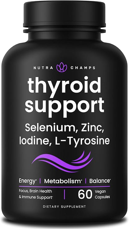 NutraChamps Thyroid Support & Adrenal Support Supplement 2-in-1 Formula with Iodine & Ashwagandha for Energy, Metabolism, Focus, Adrenal Fatigue & Stress Relief, Cortisol Balance for Women & Men