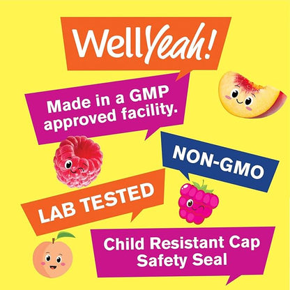 WellYeah Magnesium Citrate Gummies for Kids (2 Pack) - Chewable Stress Relief Supplement for Children - Natural Calm, Mood Support, Non-GMO, Gluten Free - Natural Sourced Flavors - 60 Gummies