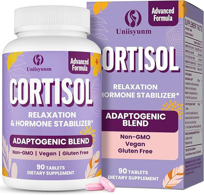 Cortisol Supplements for Women, 16 IN 1 Cortisol Detox for Women, with Magnesium, Ashwagandha, L-Theanine & Probiotics, Cortisol Reducer Manager for Hormone Balance, Mood & Digestion, 90 Tablets