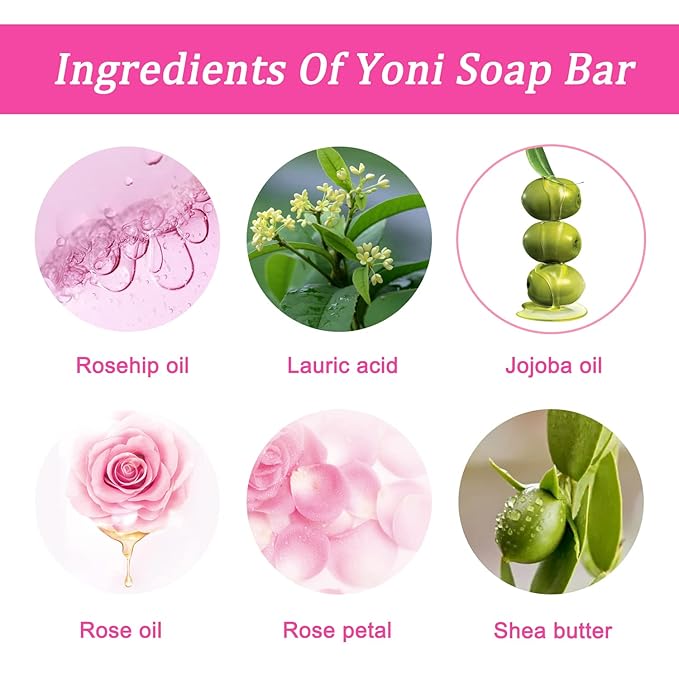 Yoni Soap Bars Vaginal Wash 2 PCS, 100% Natural Organic Bar for Women Ph Balance Yoni Wash Vaginial Deodorants Vaginal Care Soap with Foaming Net, Vagina Soap Feminine Wash 3.53 OZ