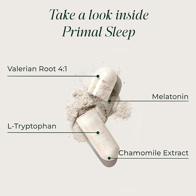 Primal Harvest 2 Pack, Primal Sleep, 120 Capsules with Valerian Root, L-Tryptophan, GABA, Chamomile, and Melatonin 3mg
