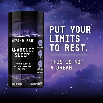 BEYOND RAW Anabolic Sleep, Duel-Release Stress, Sleep, & Recovery Support, 60 Count