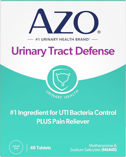 AZO Urinary Tract Defense Antibacterial Protection Helps Control a UTI Until You Can See a Doctor #1 Most Trusted Urinary Health Brand 48 Tablets