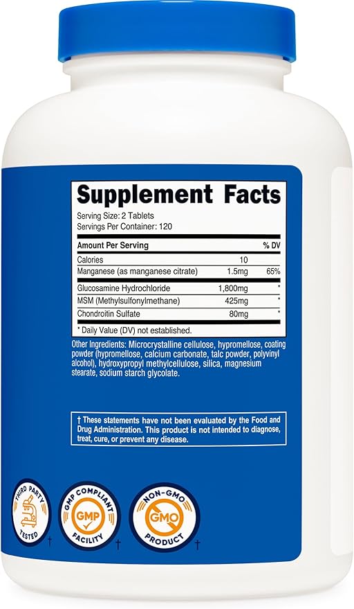 Nutricost Glucosamine 1800mg with Chondroitin & MSM, 240 Tablets, 120 Servings - Non-GMO, Gluten Free (Pack of 2)