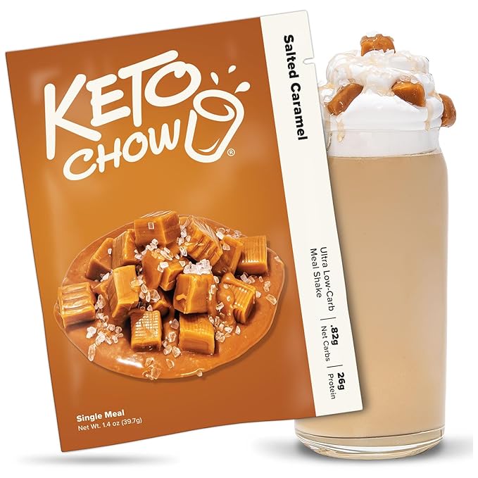 Keto Chow Salted Caramel | Keto Meal Replacement Shake Powder | Nutritionally Complete | Low Carb | Delicious Easy Meal Substitute | Protein Rich You Choose The Fat | Single Meal Sample