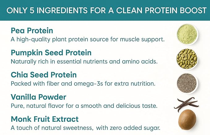 TOZZY Organic Vegan Protein Powder, Vanilla | 16 Servings | 20g Plant-Based Pea Protein | 5 Simple Ingredients | 0g Sugar | Keto | Gluten- & Dairy-Free (1 lb) - Packaging May Vary