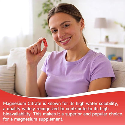 2 Pack Magnesium Citrate Gummies, High Absorption Magnesium Gummies for Adults, Magnesium Supplement to Support Natural Relaxation, Vegan, Sugar-Free, Strawberry Flavor, 120 Count