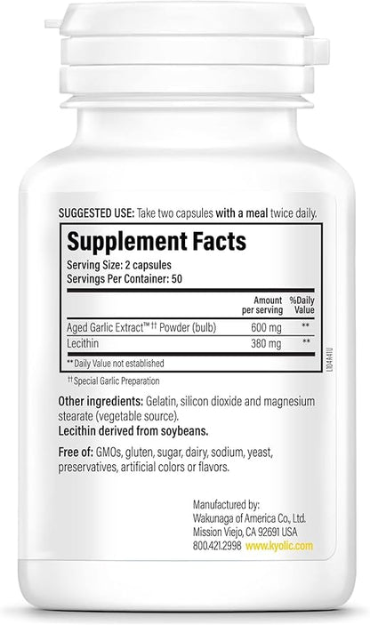 Kyolic Aged Garlic Extract Formula 104, Cholesterol Health*, 100 Capsules