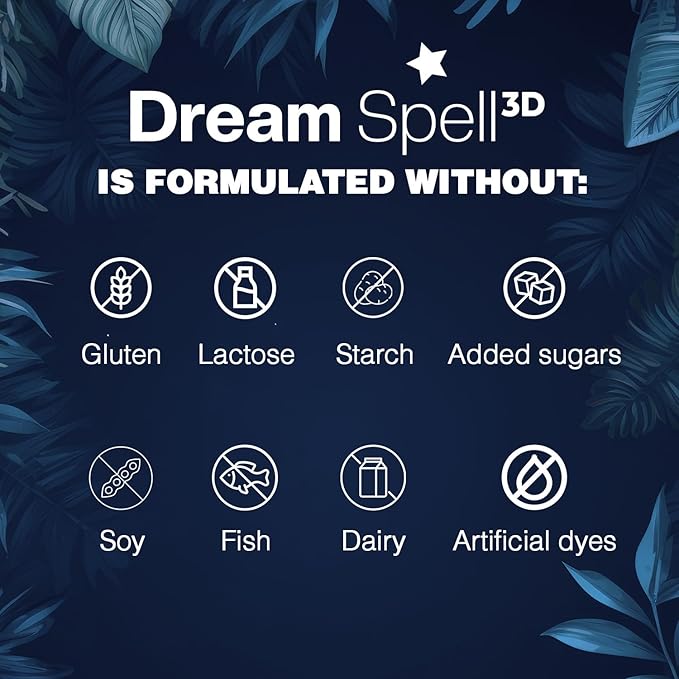 Dream Spell 3D Natural-Based Sleep Aid - Soothes an overactive Mind at Bedtime, No Next-Day Grogginess- Drug-Free with 3Mg Melatonin, GABA, Hops - Restful Nights, Refreshed Mornings - 30 Capsules