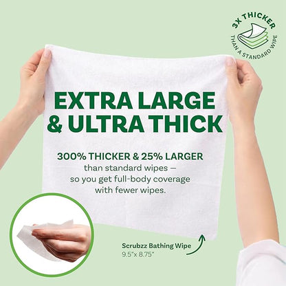 Extra Large Bath Wipes for Adults Bathing No Rinse - 120 Disposable Body Cleansing Wipes for Men, Women & Elderly - Great for Gym, Camping, Post Surgery - Cucumber Lime
