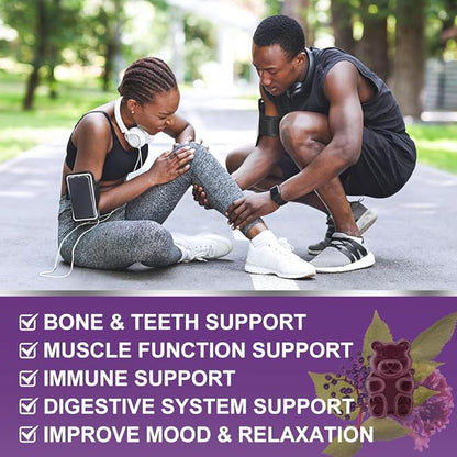 Calcium Magnesium Zinc Gummies with Vitamin D3 - High Absorption Complex Calcium Supplement with Sea Moss, Elderberry for Bone, Muscles, Immune, Mood & Sleep Support, Vegan - 60 Gummies (3 Pack)
