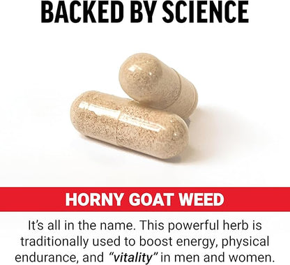 Force Factor Horny Goat Weed for Men, Natural Male Drive and Vitality Supplement with Natural Ingredients for Superior Absorption, Fundamental Series, 750mg, 60 Count (Pack of 2)