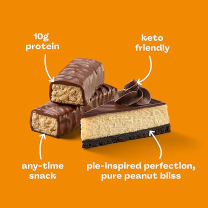 think! Delight Protein Bars, Chocolate Peanut Butter Pie, Low Sugar & Low Carb Gluten-Free Snack, Keto Friendly Snacks, 12 Count (Packaging May Vary)
