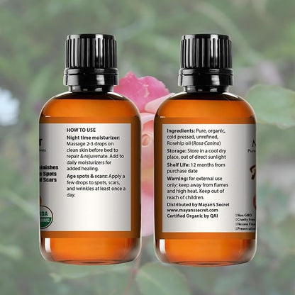 Pure Carrier and Essential Oils for Skin Care, Hair, Body Moisturizer for Face-Anti Aging Skin Care (Rosehip Organic, 4oz)