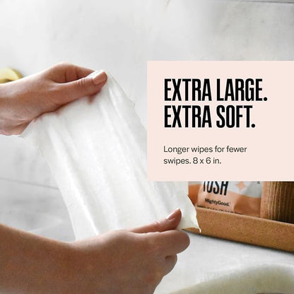 Wipe That Tush On-The-Go Flushable Wipes - 4 Packs of 30 Individually Wrapped Wipes, 120 Total - Fragrance Free - Extra Large & Soft - Hypoallergenic With Aloe & Vitamin E - Septic-Safe