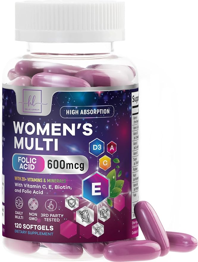 Multivitamin For Women - Complete Daily Woman's Multivitamins with Biotin, Calcium, Folic Acid, Iron, Zinc, Vitamin A, C, D, E & B Vitamins, Women's Hair Skin and Nails Supplements - 120 Softgels