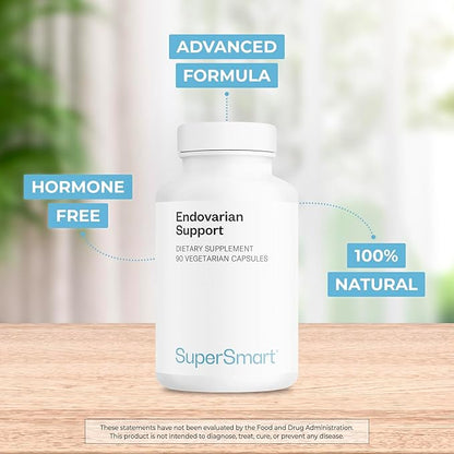 Supersmart Endovarian Support (Advanced Formula) - Natural Supplement with Pea, NAC, ALA, Magnesium, Trans-Resveratrol | Non-GMO & Gluten-Free - 90 Vegetarian Capsules