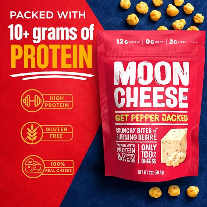 Moon Cheese Bites, Get Pepper Jacked, 2-Ounce 3-Pack, 100% Real Cheese Snack, Protein, Keto, After-School or Lunch Snack