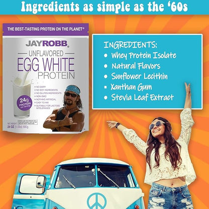 JAYROBB Unflavored Egg White Protein 24 oz, 1.5 Pound Bag