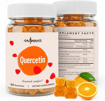 Quercetin 500mg Gummies for Kids – with Bromelain, Vitamin C & D3, Stinging Nettle & Licorice, Seasonal Balance & Body Defenses, Vegan, 120 Gummies
