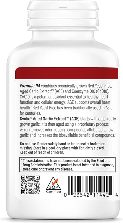Kyolic Aged Garlic Extract Formula 114, Red Yeast Rice CoQ10, 150 Capsules