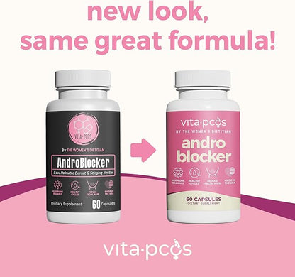 VITA-PCOS AndroBlocker Balance Supplement for Women - Stinging Nettle Capsules with Zinc & Inositol for Unwanted Facial Hair & Healthy Period - Saw Palmetto for Women Energy & Vitality - 60 Capsules