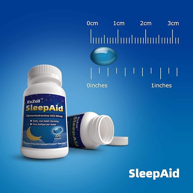 Sleep Aid, Diphenhydramine 50mg, Easy-to-Swallow Softgels, Supports Deeper Restful Sleeping, Non Habit-Forming (220 Counts)