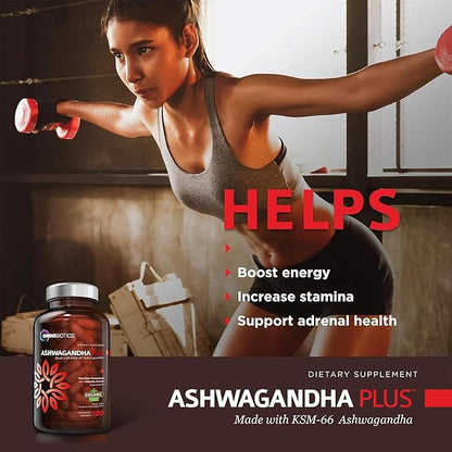 OmniBiotics Organic Ashwagandha Supplement – 1300mg Total Strength – 900mg Organic Root Powder & 400mg KSM-66 Extract – Stress Relief, Mood & Sleep Support – Non-GMO – 120 Vegan Capsules