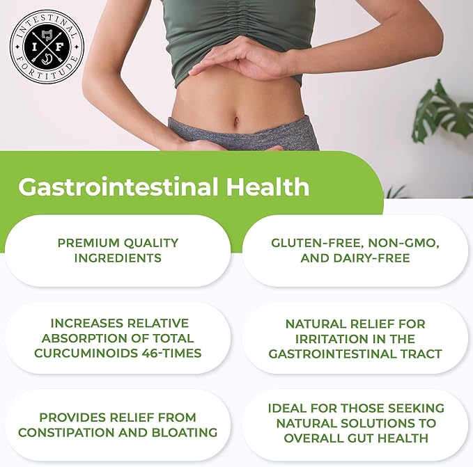 Intestinal Fortitude AI-5 - Digestive Herbal Capsule Supplement w/CurcuWIN, Turmeric, Curcumin, Boswellia Serrata, Ginger Root & EGCG Green Tea for Gut & Digestive Health Support, Non-GMO, Dairy Free
