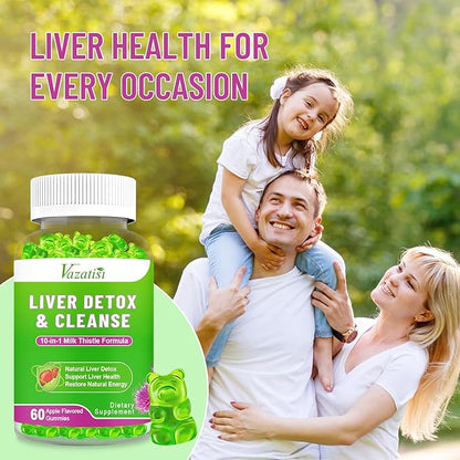 Milk Thistle Gummies for Adults. Liver Cleanse Detox Repair Gummies, Milk Thistle Extract Supplement for Liver Support Digestive Antioxidant, 60ct Apple Flavor