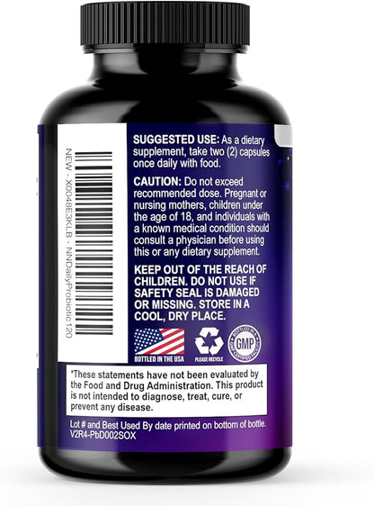Probiotics 100 Billion CFU Per Serving - 10 Probiotic Strains & Prebiotics - Digestive Gut Health, Immune Support & Occasional Constipation, Gas & Bloating - Daily Supplement For Adults - 120 Capsules