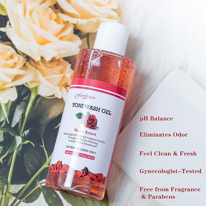 Feminine Wash with Cleaning Factor- Clean, pH Balance for Women, Rose Yoni Wash, 6.7 fl.oz Intimate Cleanser