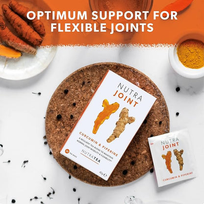 Nutra Tea NutraJoint – Joint Care Tea – Arthritis Support Blend – Curcumin, Green Tea and Piperine – 40 Enveloped Tea Bags – Herbal Infusion – 2 Pack