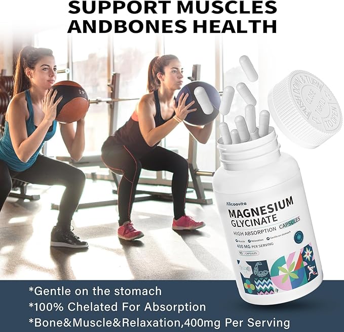 Magnesium Glycinate 400 MG per Serving 100% Chelated for High Absorption, Gentle On Stomach, Non-GMO, 90 Vegetarian Capsules