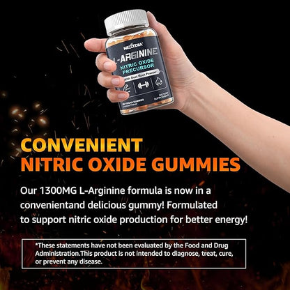 Nextdia Sugar Free L Arginine Nitric Oxide Gummies 1300mg for Men & Women with L Citrulline, Beet Root, B3 | L Arginine L Citrulline Supplements | Vegan, 60 Counts