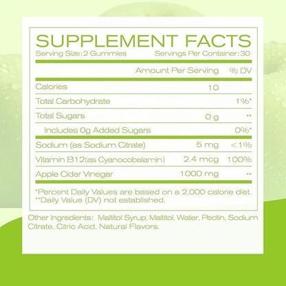NEWELLME ACV Gummies with The Mother & B12 – Sugar-Free, Great-Tasting Vegan Gummies for Digestion, Metabolism & Daily Energy Support, 90 Count