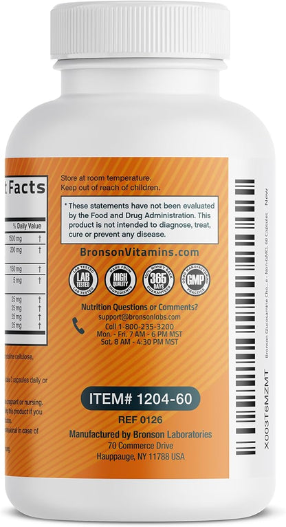 Bronson Glucosamine Chondroitin Turmeric & MSM Advanced Joint & Cartilage Formula, Supports Healthy Joints, Mobility & Cartilage - Non-GMO, 60 Capsules