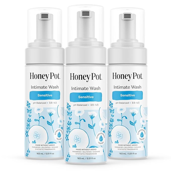 The Honey Pot Company - Sensitive Feminine Wash - Herbal Infused - PH Balanced Plant Based Natural Hygiene Products - 5.51 Fluid Oz (Pack 3)