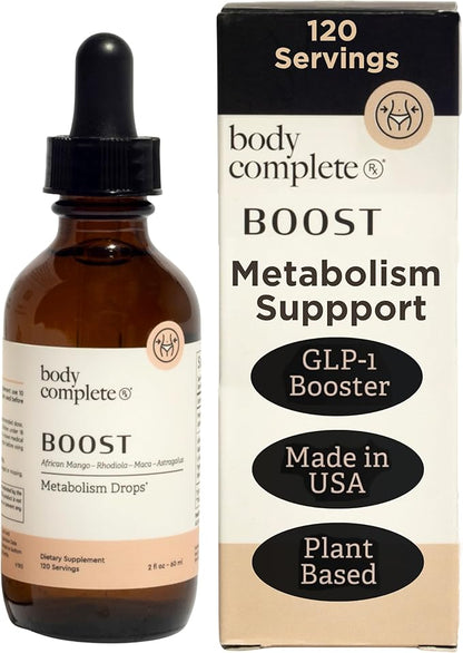 BODY COMPLETE RX Boost Drops with Maca Root, Amino Acids, L Glutamine, Niacin, and Rhodiola for Energy, Digestion, and Thyroid Support for Women, Plant Based, 60 ML