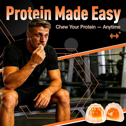Whey Protein Gummies with BCAA 2:1:1, 10g Protein per Serving for Men & Women, Low Calorie, Sugar Free, Orange Flavor, 120 Count