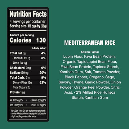 Kaizen Mediterranean Protein Rice, 20g Protein, Low Carb (6g Net Carbs), Keto-Friendly, Gluten-Free, Made with Plant-Based Lupini Beans, High Fiber, 8 Ounce, Pack of 3