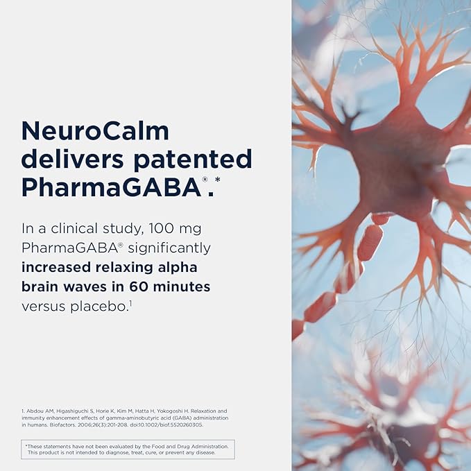 Designs for Health NeuroCalm - Supports Mood & Stress Relief with GABA, Inositol, L-Theanine, 5HTP, Vitamin B12 and B6, Taurine, Chamomile, Magnesium, and PharmaGABA - Gluten Free, Vegan (60 Capsules)