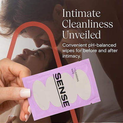Sense Cleansing Wipes (12 Pack) Individually Wrapped pH Balance Wipes for Women - Made in the USA, Flushable Wipe, On-The-Go Before and After Freshness Intimate Wipe, Feminine Care