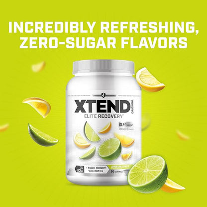 Xtend Original BCAA Powder, 7g BCAAs and 2.5g L-Glutamine for Muscle Recovery Hydration and Lean Muscle, Sugar Free Intra and Post Workout Drink with Electrolytes, Lemon Lime Squeeze, 90 Servings
