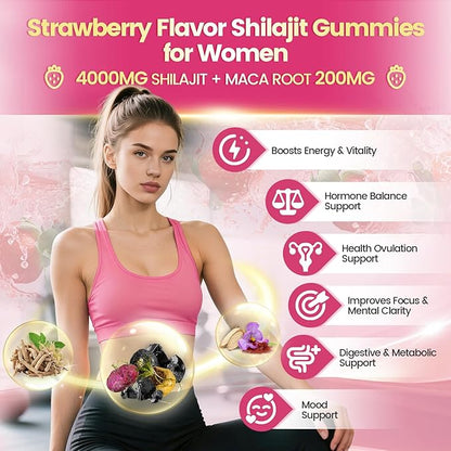 VivoNu Himalayan* Shilajit* Gummies with Ashwagandha* & Gokshura | 85+ Trace Minerals & Fulvic Acid | Organic, Micronutrient Supplement for Men & Women (Women 4000mg / 1 Bag)