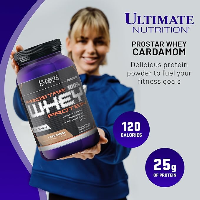 Ultimate Nutrition Prostar Whey Protein Powder Isolate, Cardamon - Low Carb, High Protein Powder Shake for Muscle Gain & Recovery - Low Sodium, Low-Fat & Keto Friendly - 2 lbs Tub