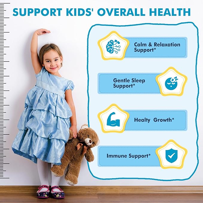 Kids Sleep Gummies with Magnesium Glycinate – Melatonin Free Bedtime Support for Kids – Calm & Relaxation with L-Theanine, GABA, Chamomile & Lemon Balm – Sugar Free Mixed Berry Flavor, 120 Gummies
