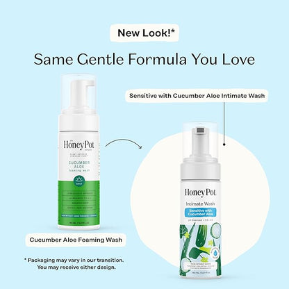 The Honey Pot Company - Feminine Wash - Herbal Infused - Sensitive Skin Types - PH Balanced Plant Based Hygiene Products - Sensitive w/Cucumber Aloe - 5.51 Fluid Oz.